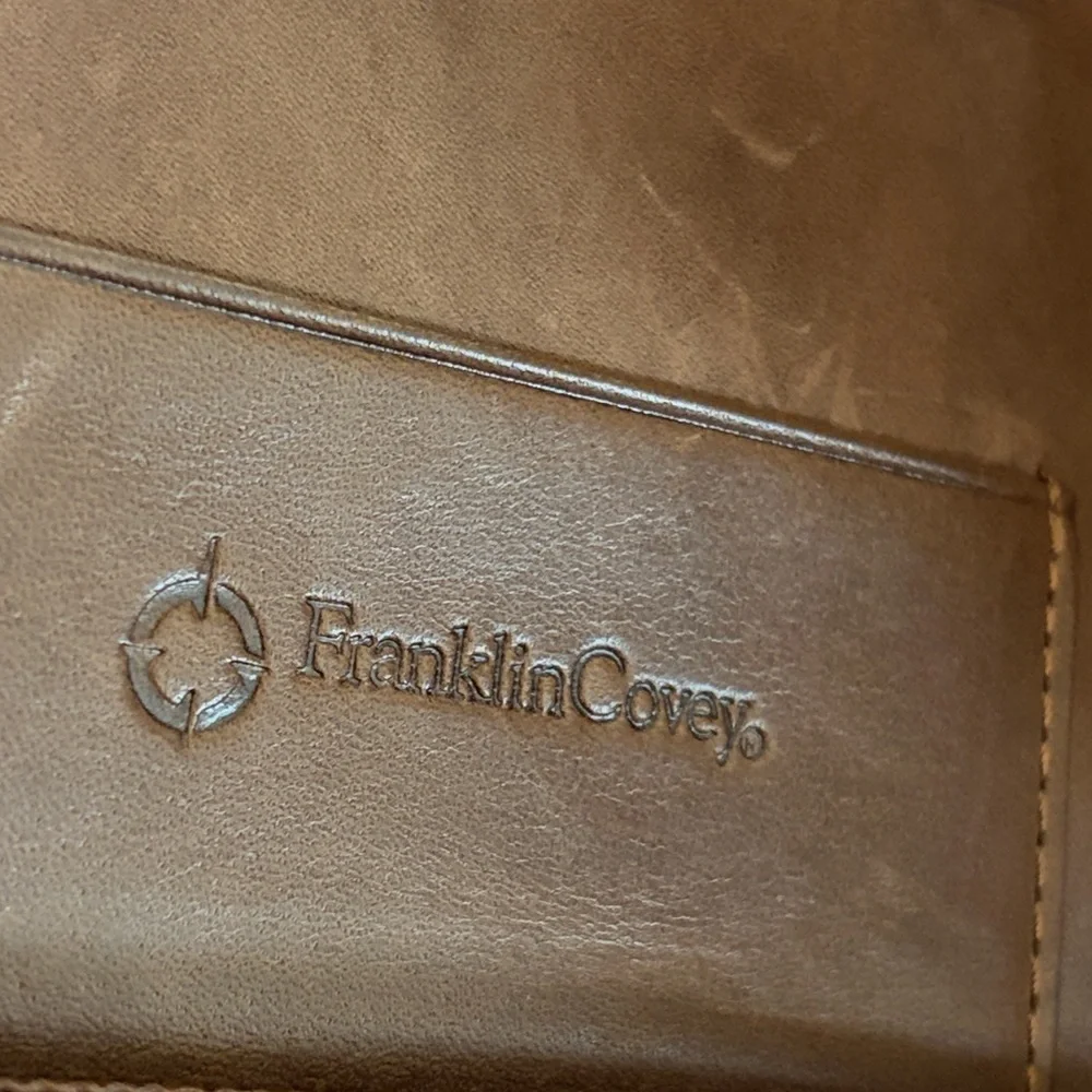 EUC Franklin Covey Large Planner/Organizer Brown Full Grain Leather Full Zip